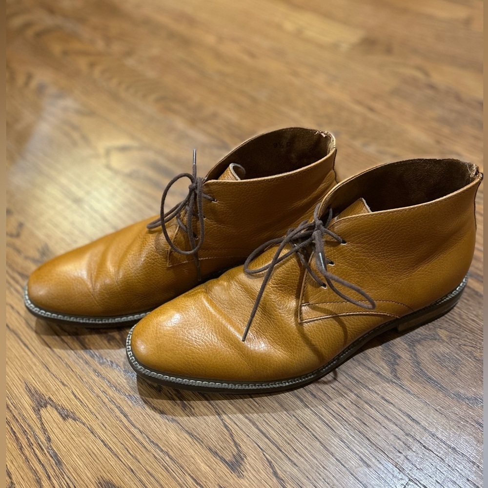Carlo Morandi Classic Chukka Boots Leather Shoes Mid English Tan Mens Sz 9.5 EUC